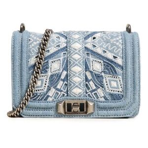 Rebecca Minkoff Small Love Embroidered Denim Crossbody - Blue